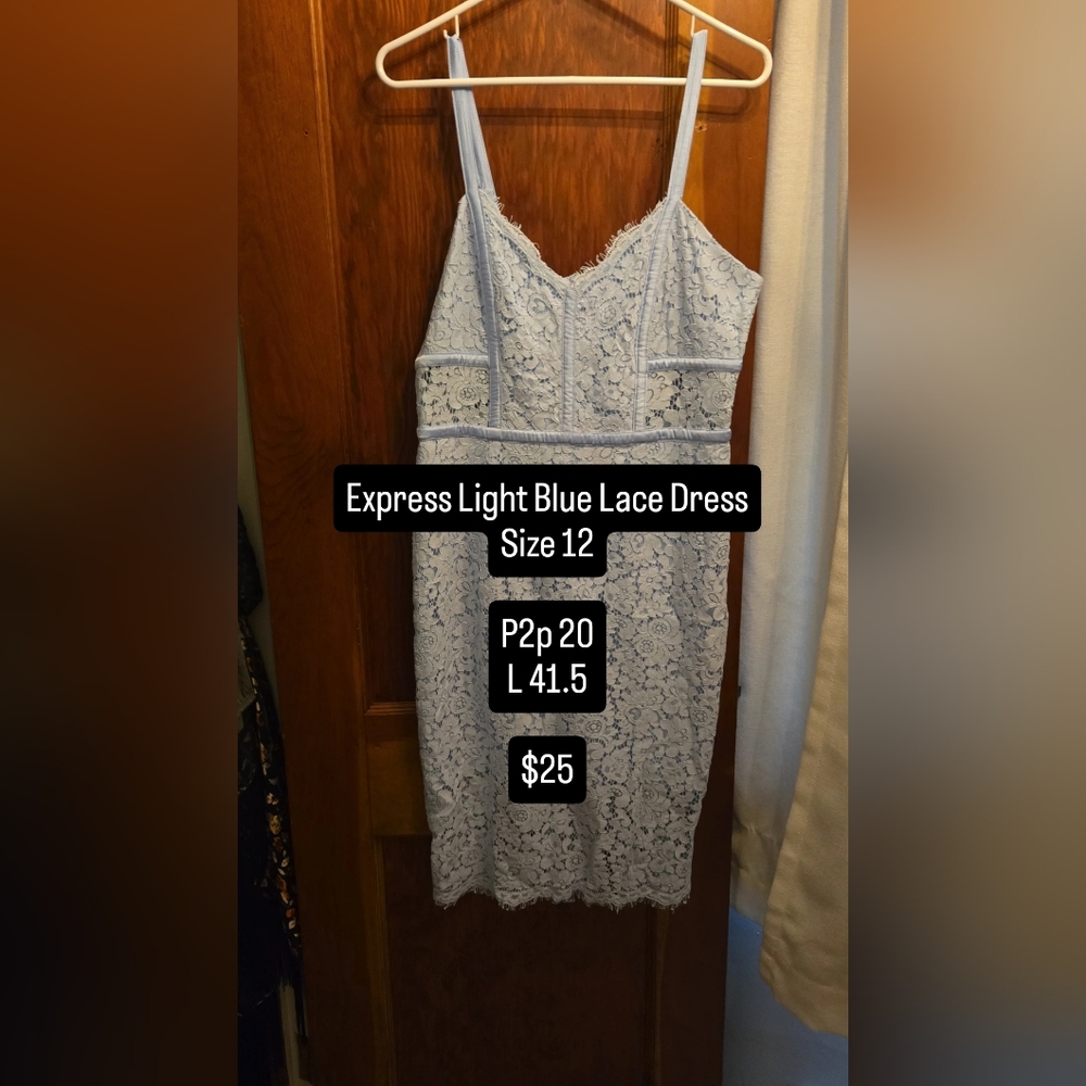 Express Sky Blue Lace Dress